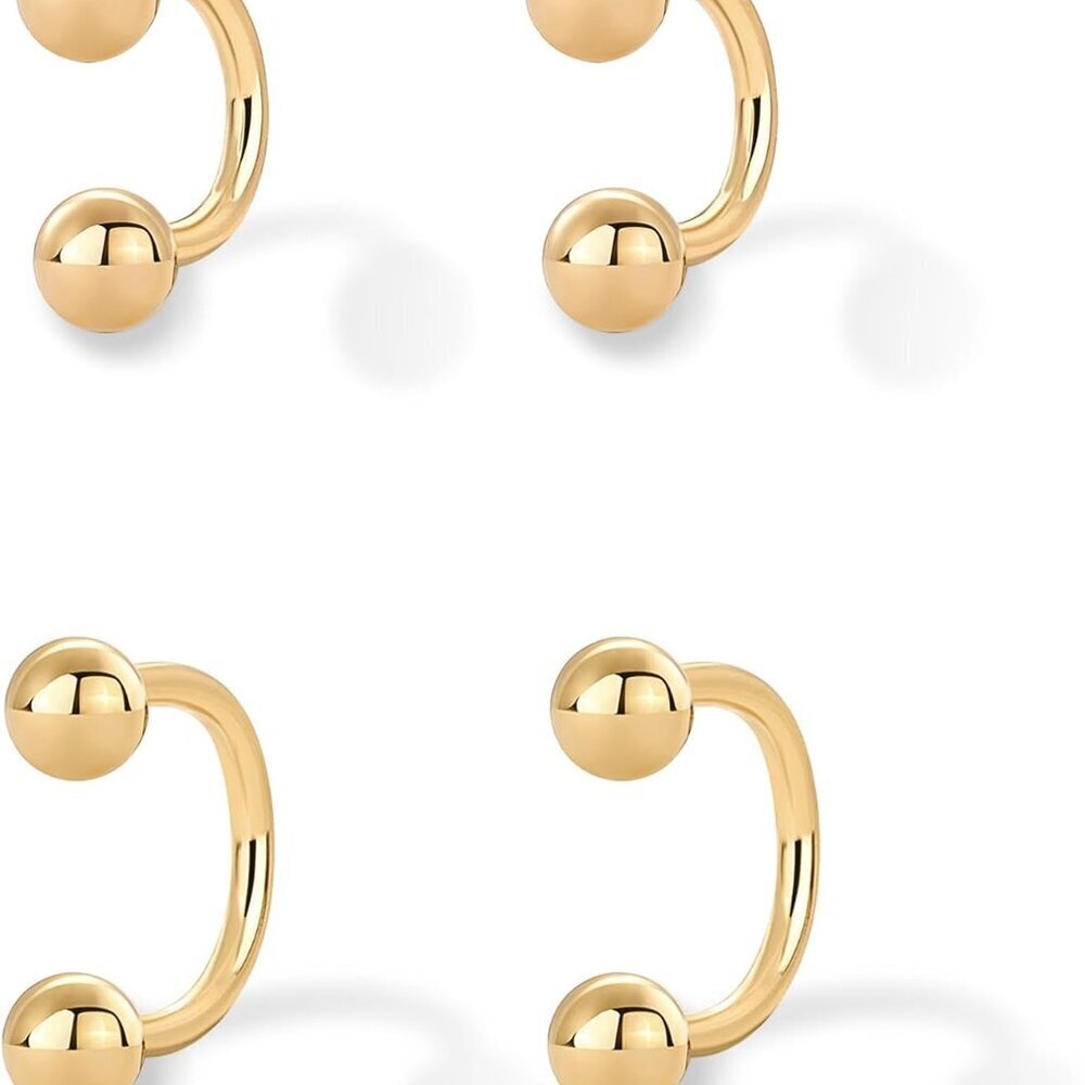 Sterling Silver Post Huggie Earrings Gift Set Minimalist Hoop Jewelry - Picture 3 of 5